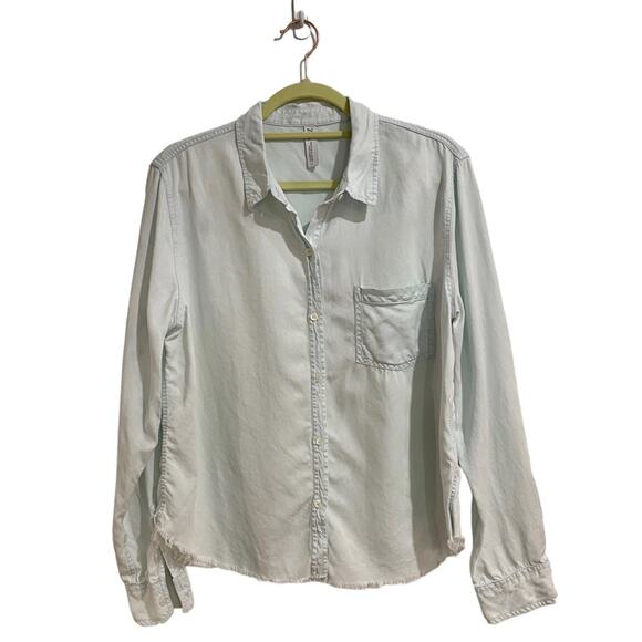 Zara Light Blue Chambray Button Down Shirt Sz M - Picture 1 of 12